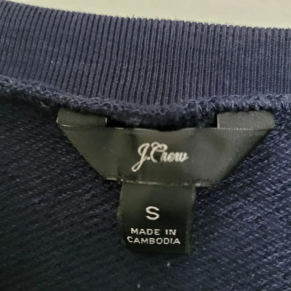 J.Crew Womens Pullover Sweatshirt Sz S Blue Cotton Long Sleeve Crew Neck Sherpa - Picture 3 of 9